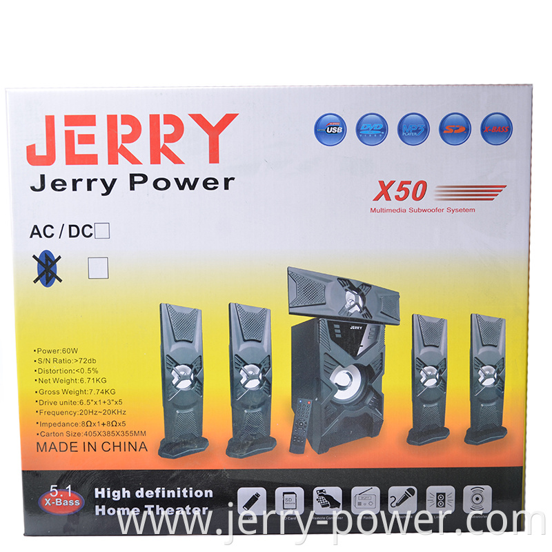 Jerry brand 5.1 surround sound music player circuit board hifi speaker system home theater speaker